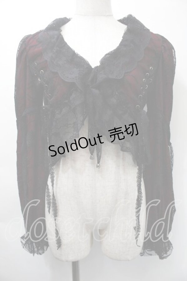 画像1: Qutie Frash / 蜘蛛の巣レース レースアップボレロ  レッド×ブラック S-25-11-03-007-QU-TO-IG-ZS (1)