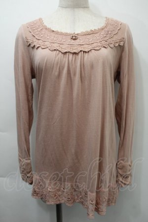 画像: axes femme / 刺 レースプルオーバー  ピンク S-25-11-03-009-AX-TO-HR-ZS