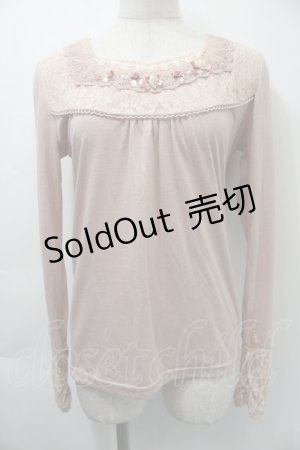 画像: axes femme / 胸元ビジュー付きプルオーバー  ピンク S-25-11-03-010-AX-TO-HR-ZS