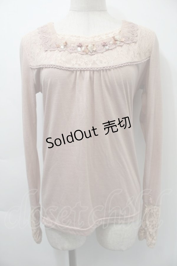 画像1: axes femme / 胸元ビジュー付きプルオーバー  ピンク S-25-11-03-010-AX-TO-HR-ZS (1)