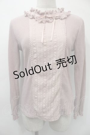 画像: axes femme / レースリブニットトップス  ピンク S-25-11-03-012-AX-TO-HR-ZS