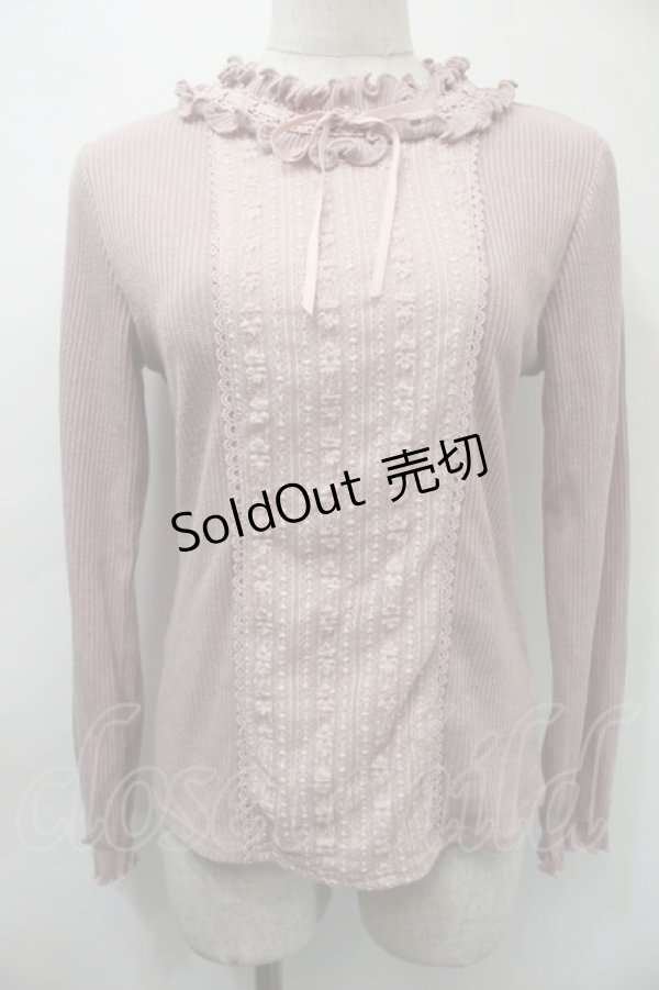 画像1: axes femme / レースリブニットトップス  ピンク S-25-11-03-012-AX-TO-HR-ZS (1)