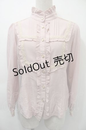 画像: axes femme / 立ち襟フリルブラウス  ピンク S-25-11-03-013-AX-BL-HR-ZS