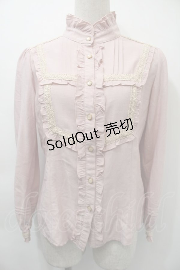画像1: axes femme / 立ち襟フリルブラウス  ピンク S-25-11-03-013-AX-BL-HR-ZS (1)