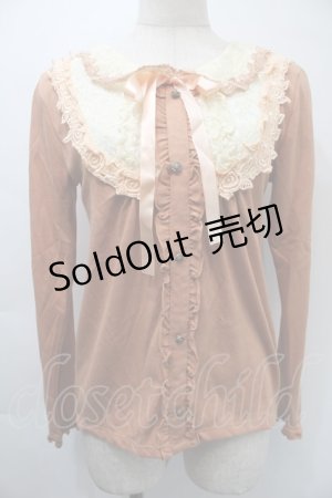 画像: axes femme / フロントレース&レース襟カットソー  オレンジ S-25-11-03-019-AX-TO-HR-ZS