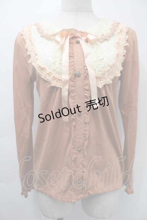 画像1: axes femme / フロントレース&レース襟カットソー  オレンジ S-25-11-03-019-AX-TO-HR-ZS (1)