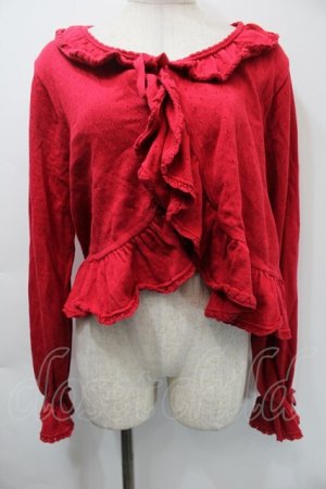 画像: PINK HOUSE / フリルニットカーディガン  赤 S-25-11-03-022-LO-TO-AS-ZS