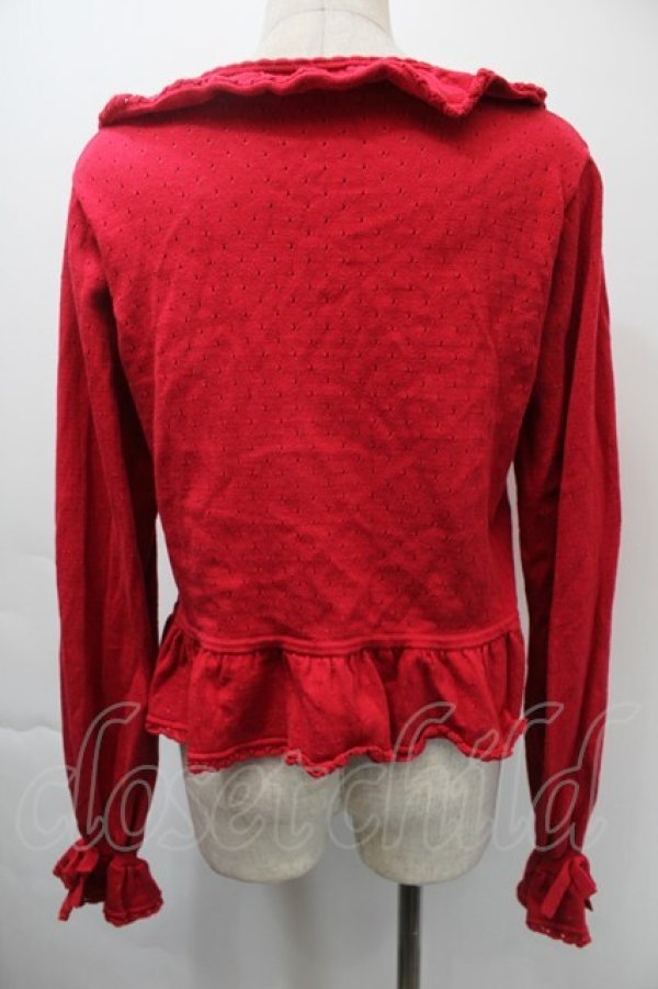 画像2: PINK HOUSE / フリルニットカーディガン  赤 S-25-11-03-022-LO-TO-AS-ZS (2)