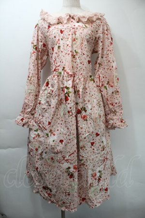 画像: PINK HOUSE / オーナメントローズプリントミディワンピース  ピンク S-25-11-03-025-LO-OP-SZ-ZS