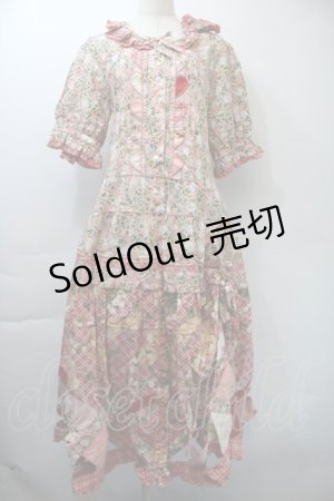 画像: PINK HOUSE / White Cloverプリントパッチワークワンピース  ピンク S-25-11-03-028-LO-OP-AS-ZS
