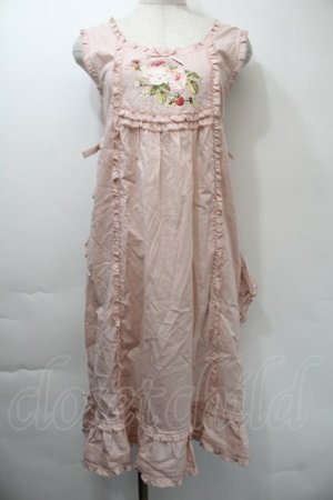 画像: PINK HOUSE / ローズ刺繍タブリエ  ピンク S-25-11-03-032-LO-OP-SZ-ZS