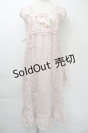 画像: PINK HOUSE / ローズ刺繍タブリエ  ピンク S-25-11-03-032-LO-OP-SZ-ZS