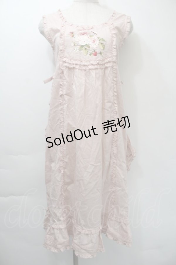 画像1: PINK HOUSE / ローズ刺繍タブリエ  ピンク S-25-11-03-032-LO-OP-SZ-ZS (1)