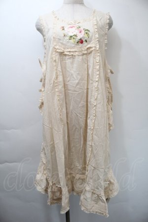 画像: PINK HOUSE / ローズ刺繍タブリエ  オフ S-25-11-03-033-LO-OP-SZ-ZS