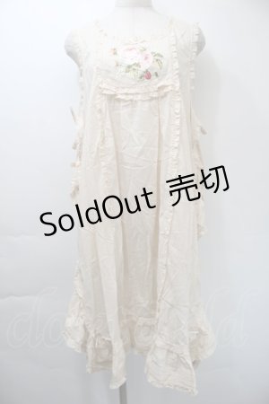 画像: PINK HOUSE / ローズ刺繍タブリエ  オフ S-25-11-03-033-LO-OP-SZ-ZS