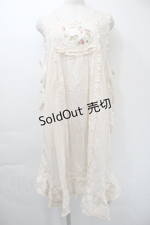 画像1: PINK HOUSE / ローズ刺繍タブリエ  オフ S-25-11-03-033-LO-OP-SZ-ZS (1)