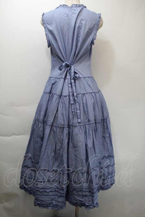 画像2: PINK HOUSE / ピコフリルロングノースリーブワンピース  ブルー S-25-11-03-037-LO-OP-AS-ZS (2)