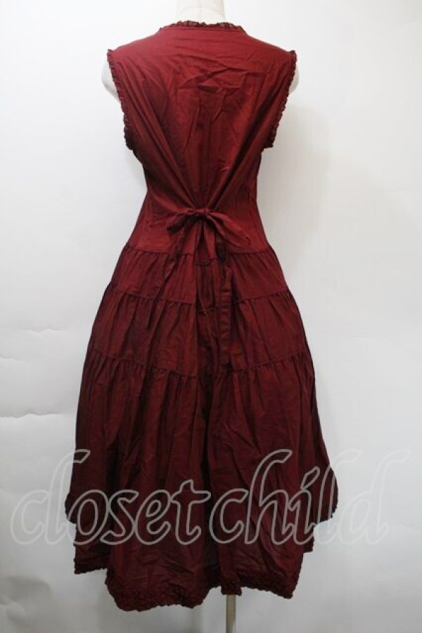 画像2: PINK HOUSE / ピコフリルロングノースリーブワンピース  ワイン S-25-11-03-040-LO-OP-AS-ZS (2)