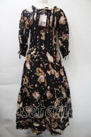 画像: PINK HOUSE / フラッフィーキティーズプリントワンピース  黒 S-25-11-03-041-LO-OP-AS-ZS