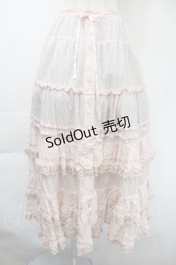 画像1: PINK HOUSE / ドイリーレース使いスカート  ピンク S-25-11-03-049-LO-SK-SZ-ZS (1)