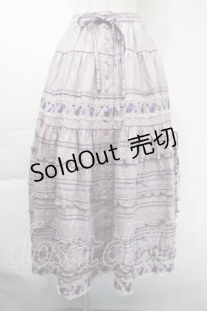 画像: PINK HOUSE / ヴァイオレット刺繍スカート  ラベンダー S-25-11-03-050-LO-SK-AS-ZS