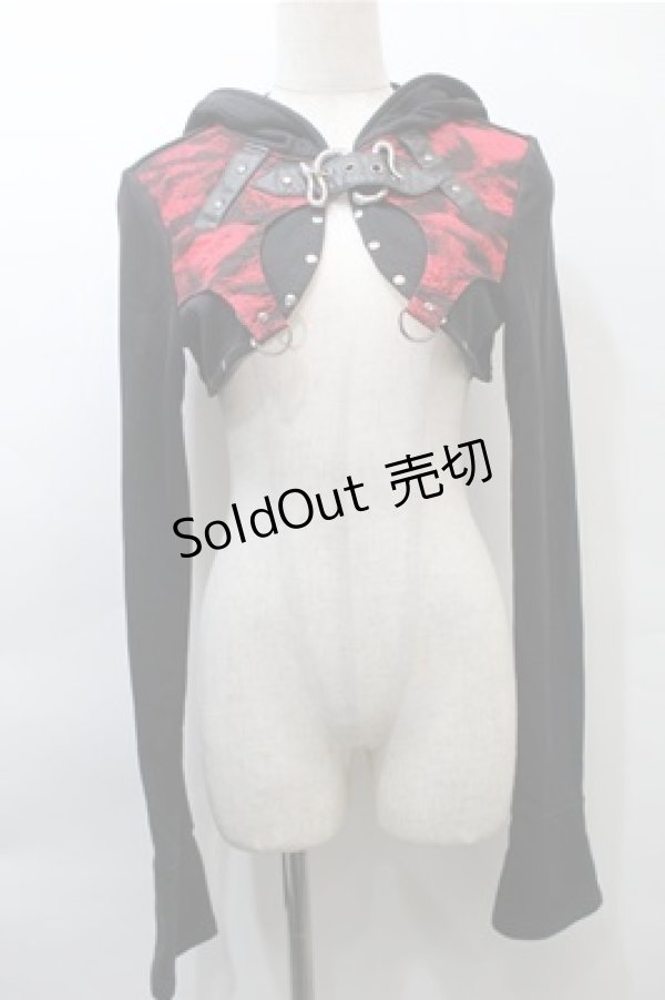 画像1: PUNK RAVE / フード付きボレロ S 黒ｘ S-25-11-05-001-PU-JA-HR-ZS (1)