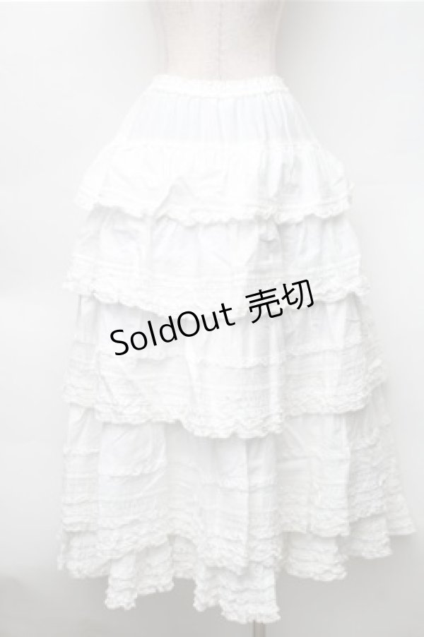 画像2: PINK HOUSE / ローンフリルティアードスカート  白 S-25-11-05-038-LO-SK-AS-ZS (2)