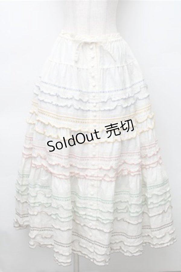 画像1: PINK HOUSE / カラフルステッチスカート  オフ S-25-11-05-039-LO-SK-AS-ZS (1)