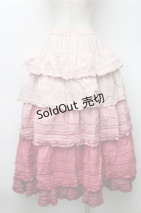 画像1: PINK HOUSE / グラデーションティアードスカート  ピンク S-25-11-05-044-LO-SK-AS-ZS (1)