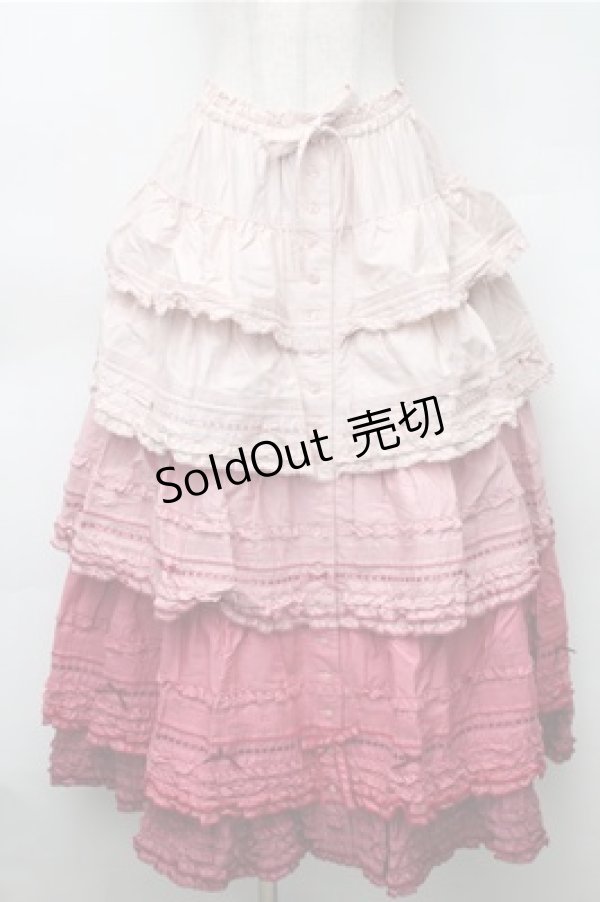 画像2: PINK HOUSE / グラデーションティアードスカート  ピンク S-25-11-05-044-LO-SK-AS-ZS (2)