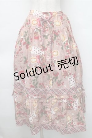 画像: PINK HOUSE / スカーレットキャンドルプリントスカート  ピンク S-25-11-05-045-LO-SK-AS-ZS