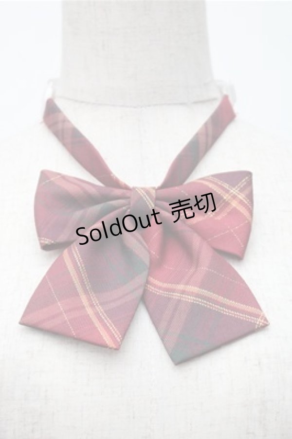 画像3: 海月社 / リボン付きチェックスカート  赤 S-25-11-05-047-LO-SK-HR-ZS (3)