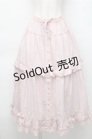 画像: PINK HOUSE / ×misako aoki ギンガムチェックスカート  ピンク S-25-11-05-049-LO-SK-SZ-ZS