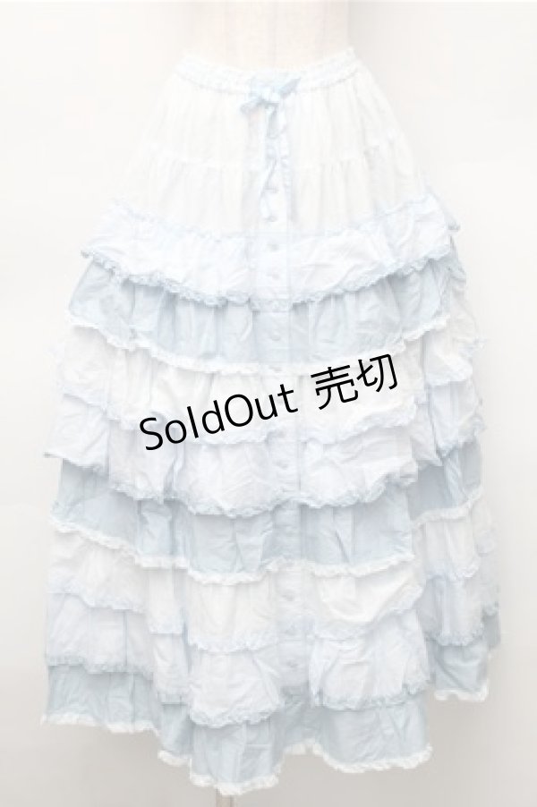 画像1: PINK HOUSE / グラデーションティアードスカート  ブルー S-25-11-05-052-LO-SK-AS-ZS (1)