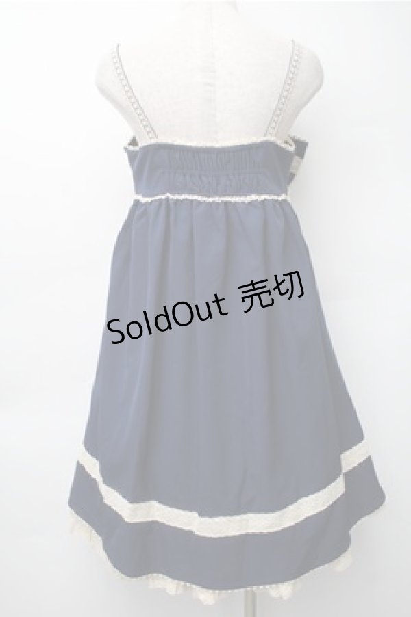 画像2: ChaCha / リボンデザインジャンパースカート  紺ｘオフ S-25-11-05-054-EL-OP-HR-ZS (2)