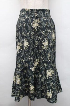 画像: axes femme POETIQUE / フラワープリントスカート  グリーン S-25-11-05-058-AX-SK-HR-ZS