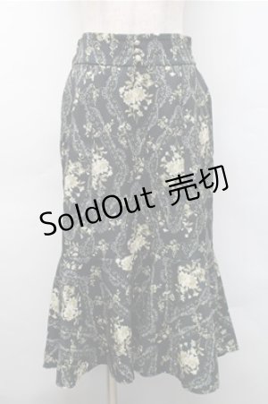 画像: axes femme POETIQUE / フラワープリントスカート  グリーン S-25-11-05-058-AX-SK-HR-ZS