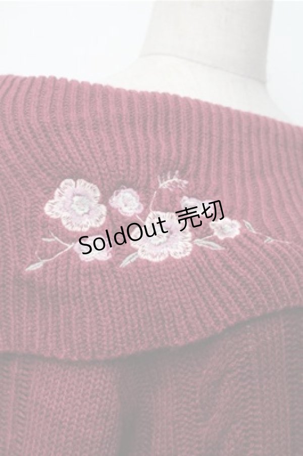 画像4: axes femme / ボタンデザインニットワンピース  ワイン S-25-11-05-059-AX-OP-HR-ZS (4)