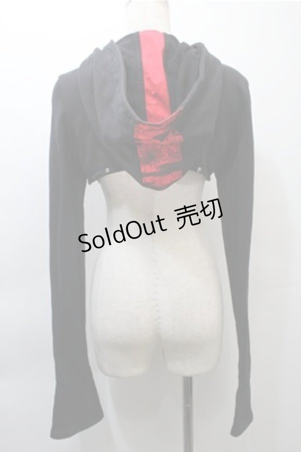 画像2: PUNK RAVE / フード付きボレロ S 黒ｘ S-25-11-05-001-PU-JA-HR-ZS (2)