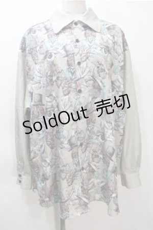 画像: DXMOUVE / 臓器の観客柄 切替長袖シャツ  カーキ S-25-11-05-007-PU-BL-HR-ZS