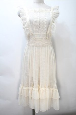 画像: axes femme kawaii / ドットチュールエプロン  オフ S-25-11-05-016-AX-OP-AS-ZS