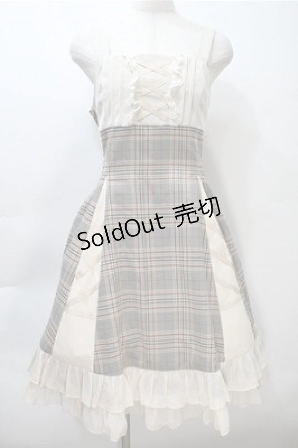 画像1: 嬰梵塔.Infanta / チェック切替ジャンパースカート  オフｘベージュ S-25-11-05-018-LO-OP-HR-ZS (1)