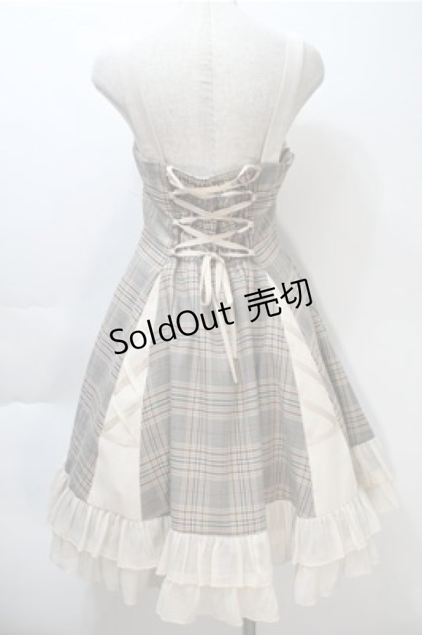 画像2: 嬰梵塔.Infanta / チェック切替ジャンパースカート  オフｘベージュ S-25-11-05-018-LO-OP-HR-ZS (2)