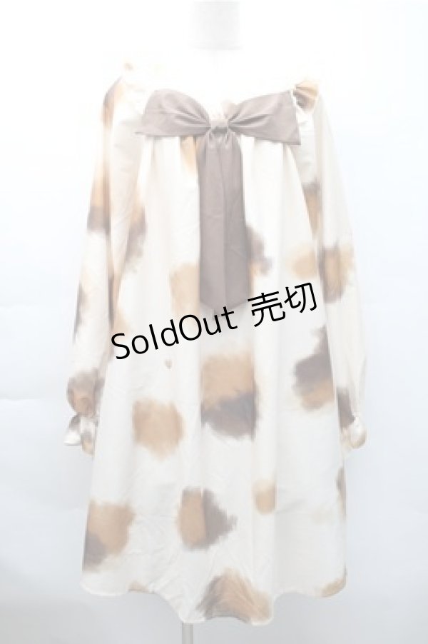 画像1: 中国ロリータ / 三毛猫ワンピース  ブラウン S-25-11-05-021-LO-OP-HR-ZS (1)