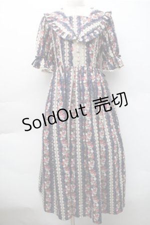 画像: axes femme kawaii / ローズベリーガーデンワンピース  紺 S-25-11-05-024-AX-OP-AS-ZS