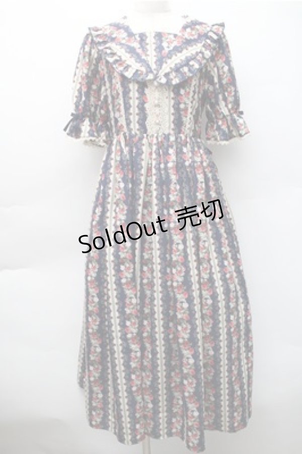 画像1: axes femme kawaii / ローズベリーガーデンワンピース  紺 S-25-11-05-024-AX-OP-AS-ZS (1)