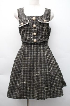 画像: Ank Rouge / ツイードジャンパースカート  黒 S-25-11-05-026-CA-OP-HR-ZS