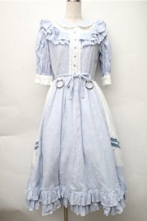 画像: 中国ロリータ / バイカラーワンピース  サックスｘ白 S-25-11-05-027-LO-OP-HR-ZS