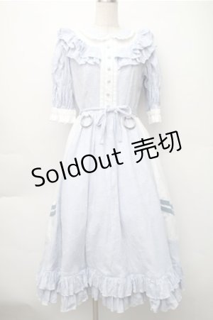 画像: 中国ロリータ / バイカラーワンピース  サックスｘ白 S-25-11-05-027-LO-OP-HR-ZS