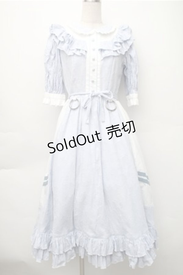 画像1: 中国ロリータ / バイカラーワンピース  サックスｘ白 S-25-11-05-027-LO-OP-HR-ZS (1)